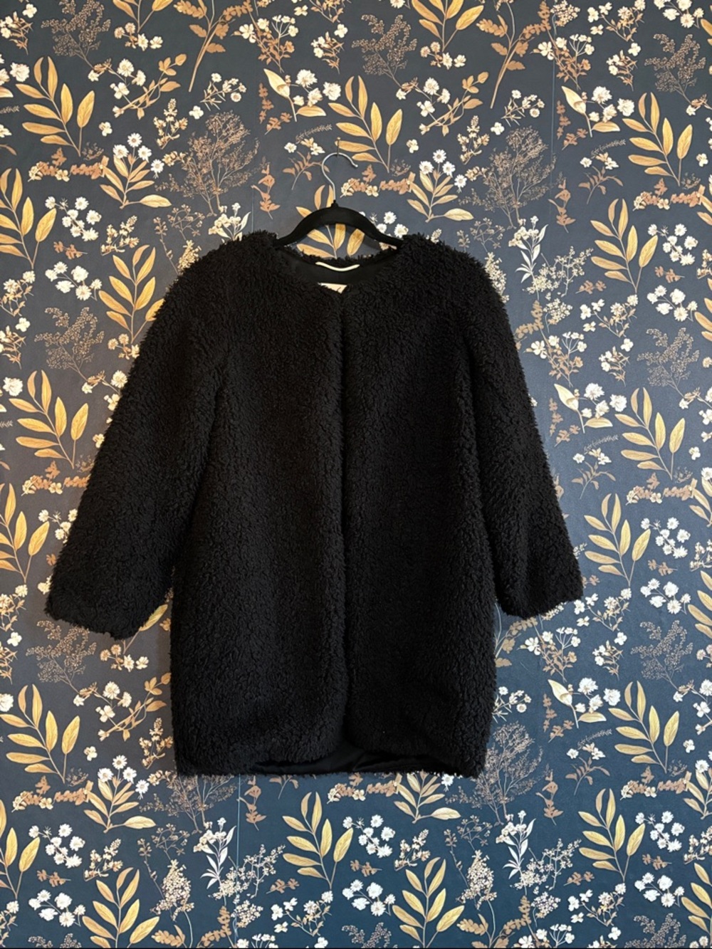 Wilfred Aritiza Black Teddy Coat Plush Faux Shearling Size S-Flawed